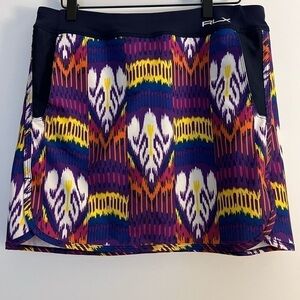 RLX Ralph Lauren colorful golf skort skirt athletic ikat sz M walking